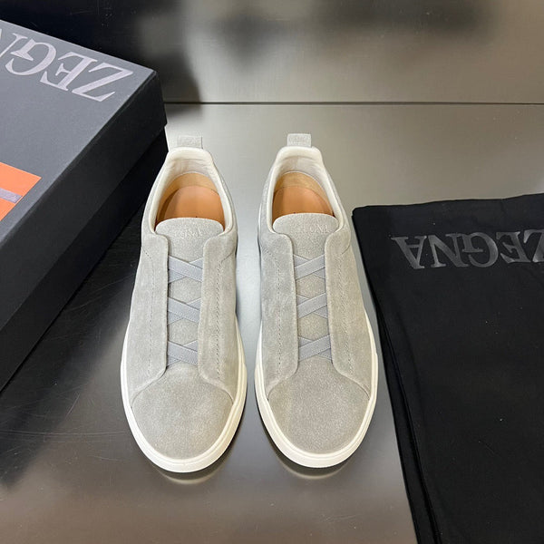 ABZegna Mélange Triple Stitch Gray Suede Sneakers