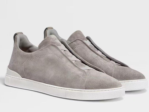 ABZegna Mélange Triple Stitch Gray Suede Sneakers