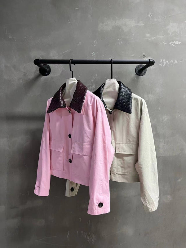 BV Twin Jacket in Camelia Pink Cotton and Lambskin