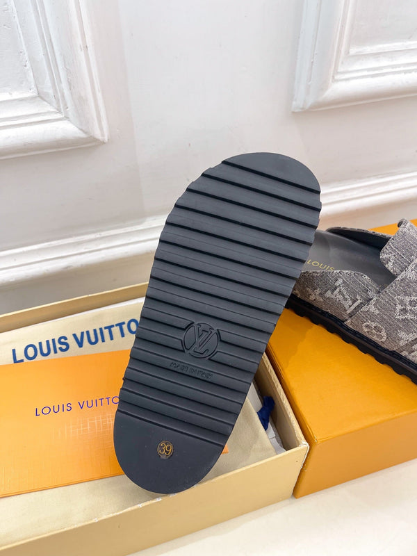 LV 25 Slipper Grey Canvas Cowhide 164659