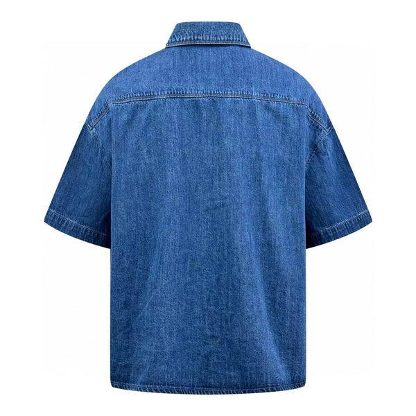 Camicia da uomo a maniche corte ALoewe in denim blu