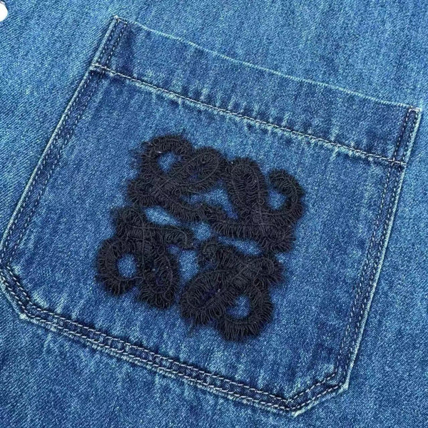 Camicia da uomo a maniche corte ALoewe in denim blu