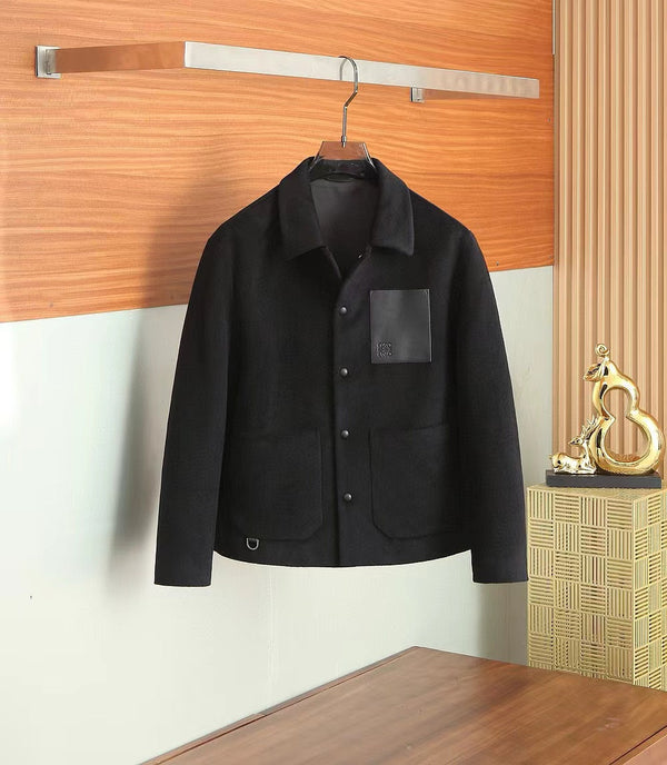 BLoewe Men Shirt Jacket in Black Wool and Cashemere