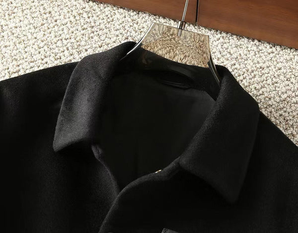 BLoewe Men Shirt Jacket in Black Wool and Cashemere