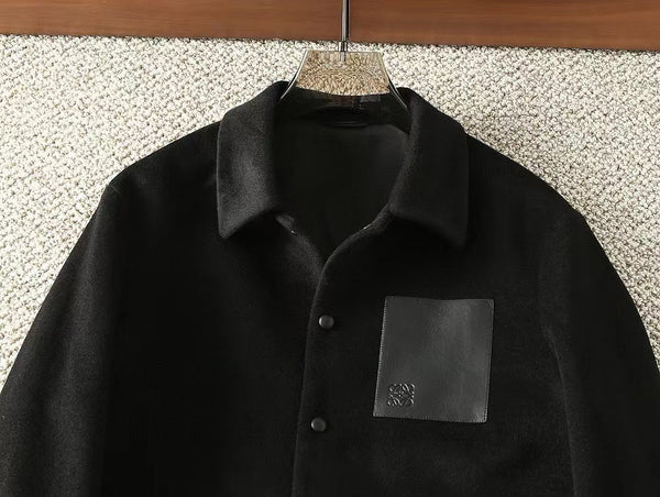 BLoewe Men Shirt Jacket in Black Wool and Cashemere