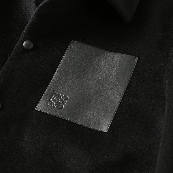 BLoewe Men Shirt Jacket in Black Wool and Cashemere