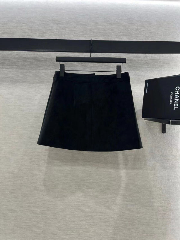 Celine Straight Blouson Jacket and Skirt in Black Suede