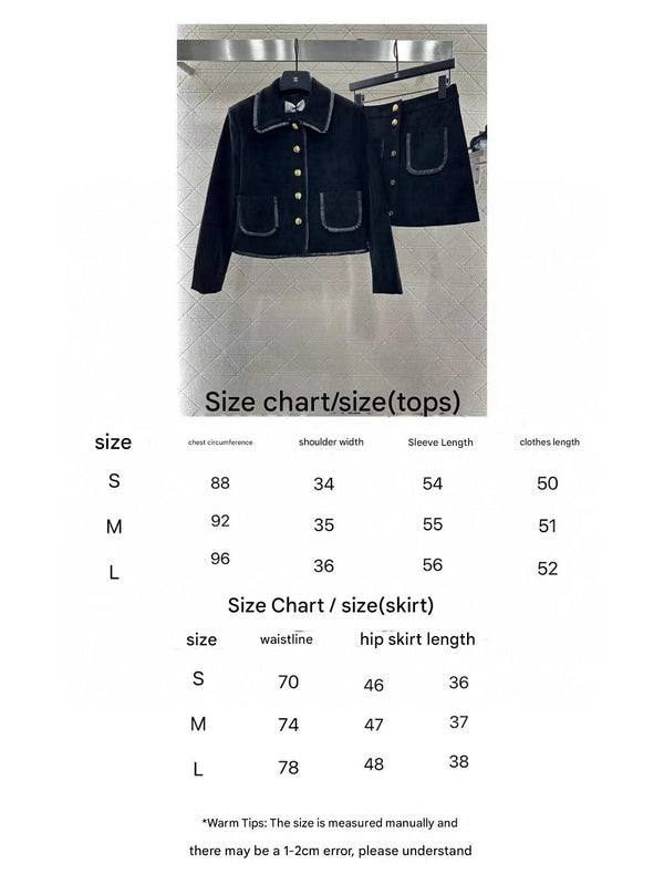 Celine Straight Blouson Jacket and Skirt in Black Suede