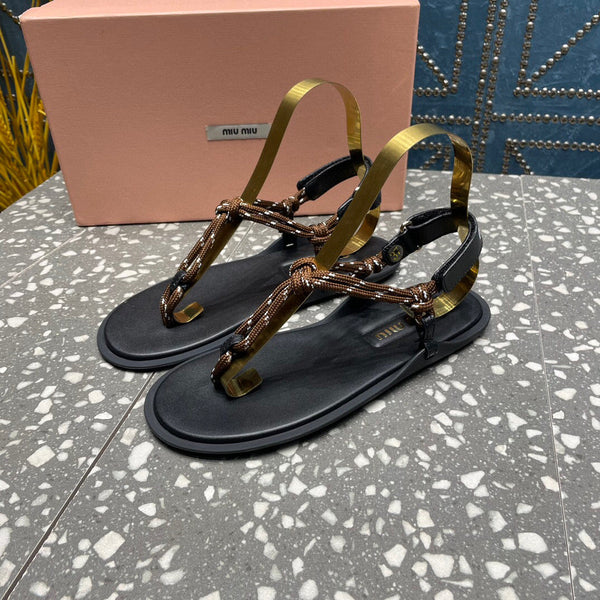 HAmiu riviere cord & leather brown sandal