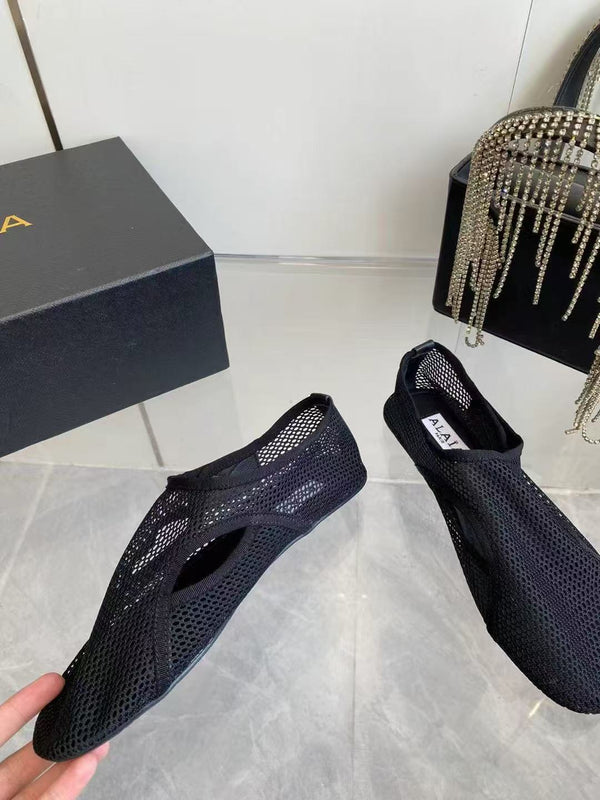 Alaïa Slippers Black Fishnet & Leather Insole