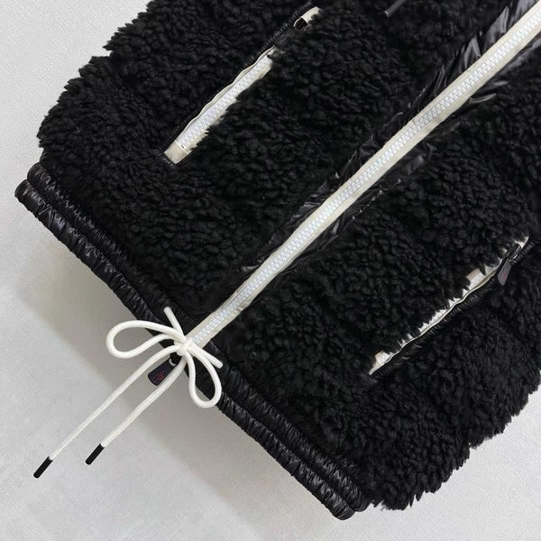 Moncle 25 Teddy Plush Down Vest in Black