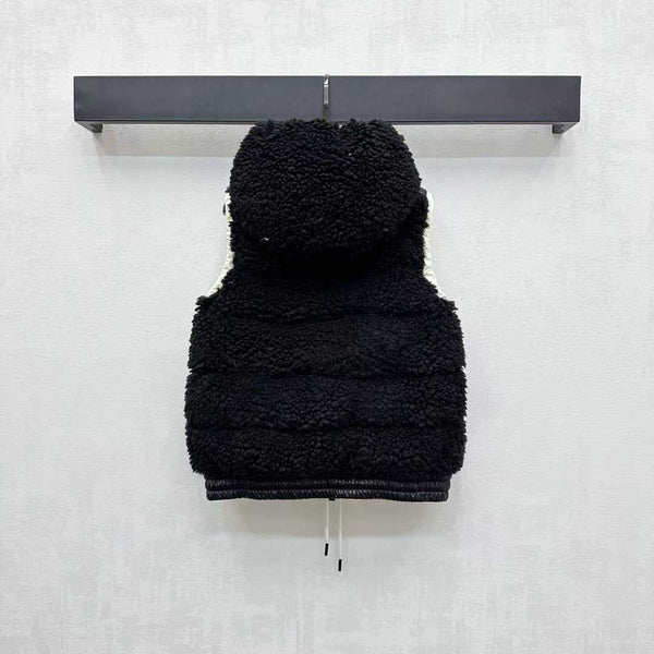 Moncle 25 Teddy Plush Down Vest in Black