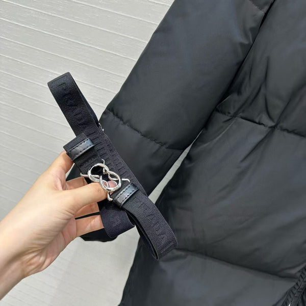 Prada Belted Puffer Jacket Black Recycled Polyamide