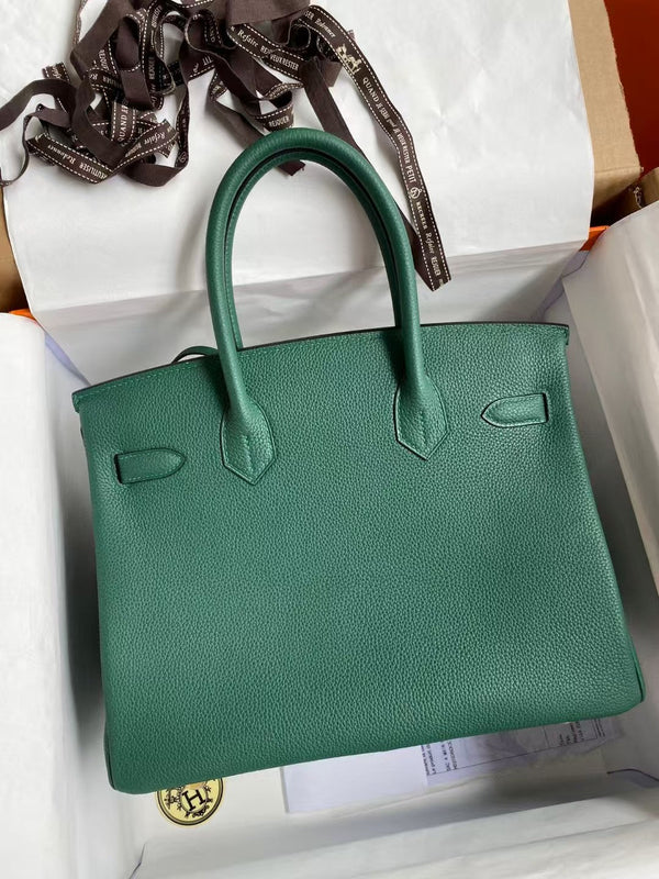 HM BIRKIN 35CM MALACHITE PELLE TOGO FERRAMENTA ORO