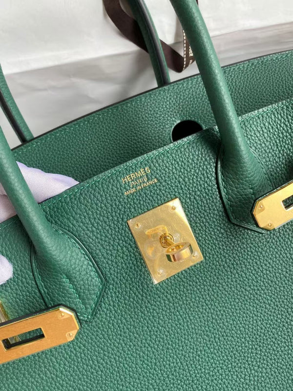 HM BIRKIN 35CM MALACHITE PELLE TOGO FERRAMENTA ORO