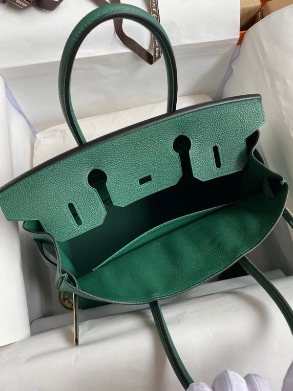 HM BIRKIN 35CM MALACHITE PELLE TOGO FERRAMENTA ORO