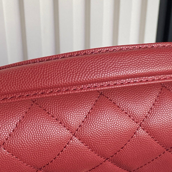 Borsa a mano CC 24K con manico superiore, 19 cm, in pelle di vitello bordeaux, finiture dorate