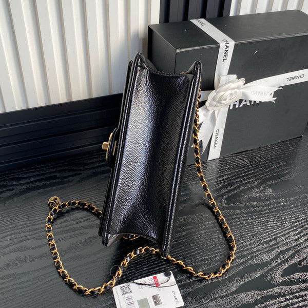 Medium Classic Flap Bag 23cm Black Caviar Calfskin Gold Hardware