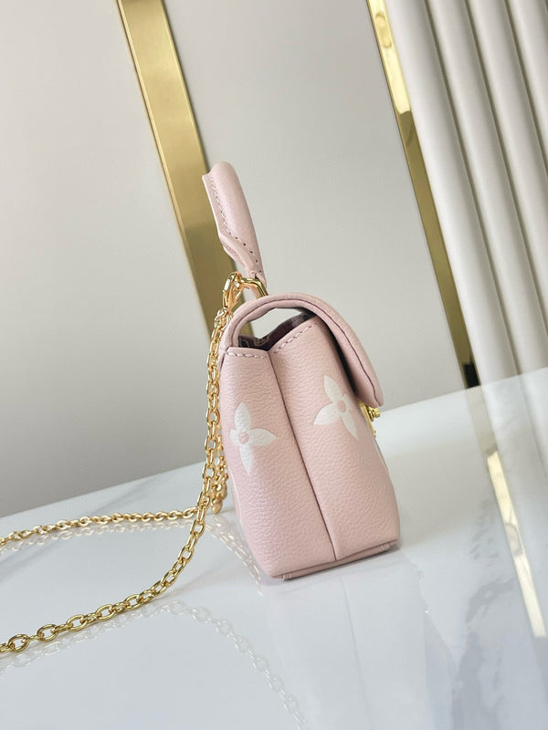 NANO MADELEINE 21 IN PINK EMBOSSED CALFSKIN GOLD HARDWARE