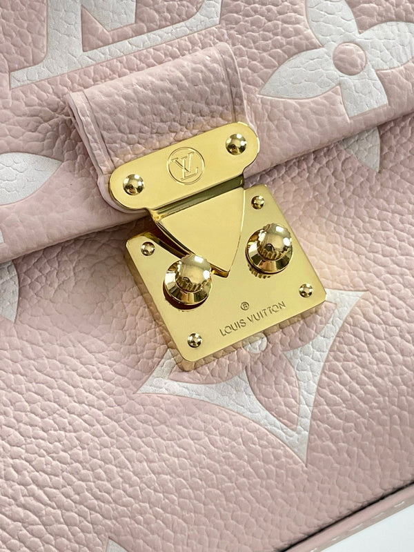 NANO MADELEINE 21 IN PINK EMBOSSED CALFSKIN GOLD HARDWARE