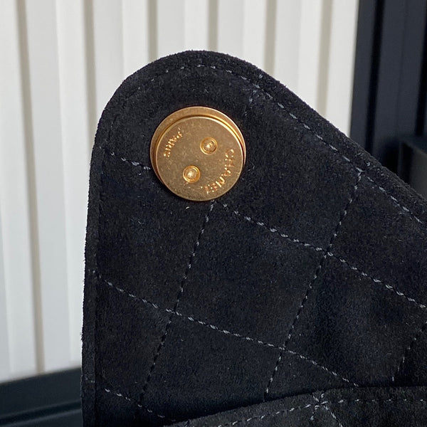 Borsa Hobo 25C 30cm in pelle di daino nera