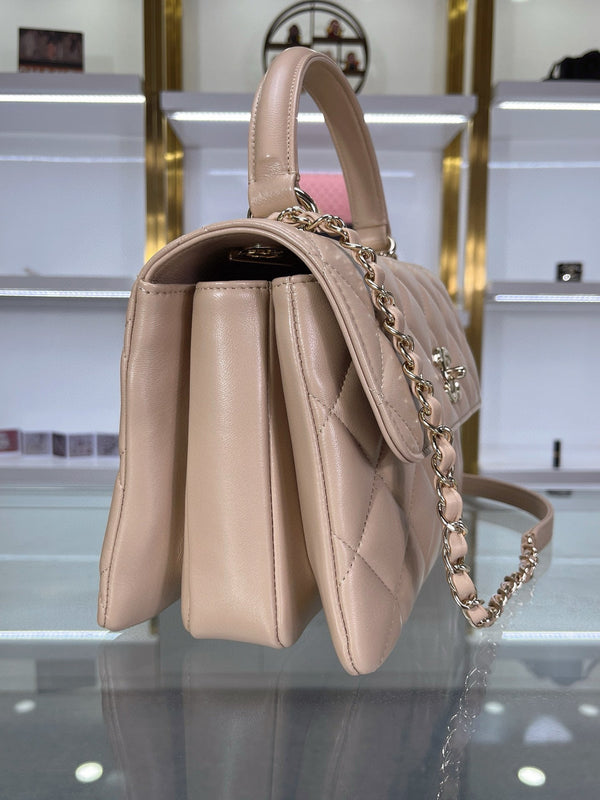 CC TRENDY 25CM BEIGE LAMBSKIN LIGHT GOLD HARDWARE