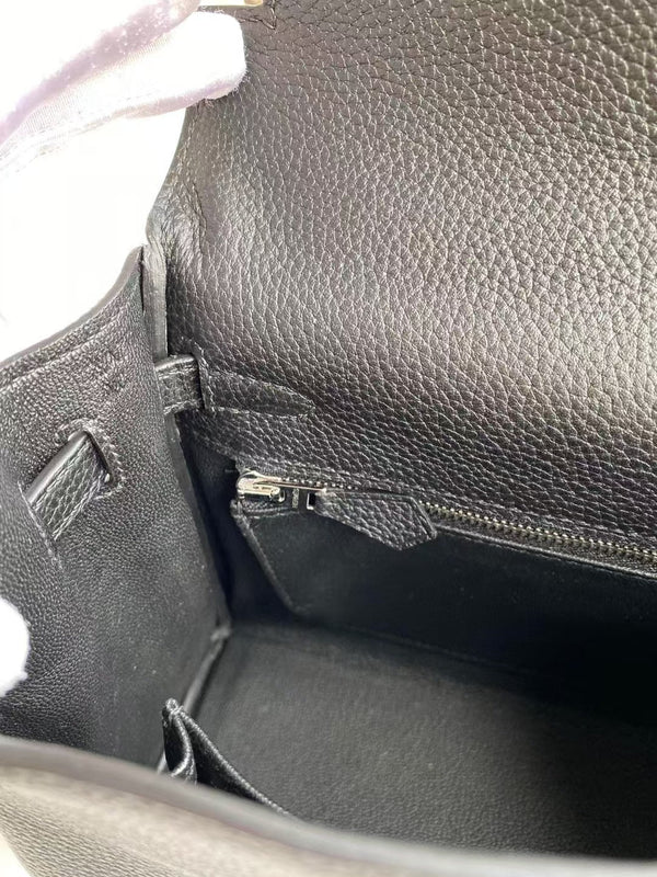 HM Mini Kelly 20cm Black Togo Leather Silver Hardware