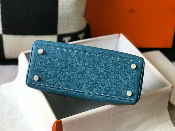 HM Mini Kelly 28cm Blue Jean Togo Leather Gold Hardware