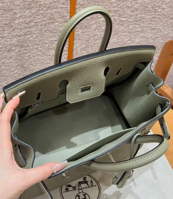 BORSA HM BIRKIN 30 OLIVE TOGO ARGENTO FERRAMENTA