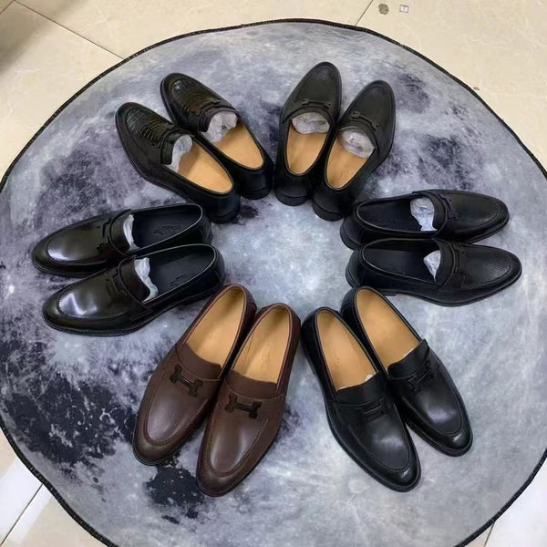 HM Faubourg Loafer Chocolate Color Black Logo Cowhide 960937