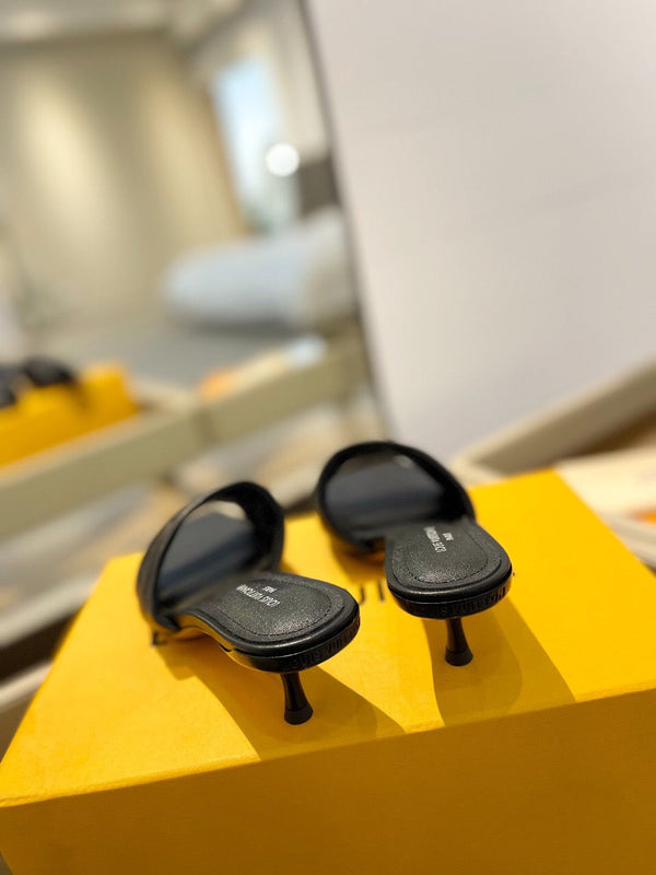 LV Neo Revival Mule 55mm Black Embossed Logo Cowhide