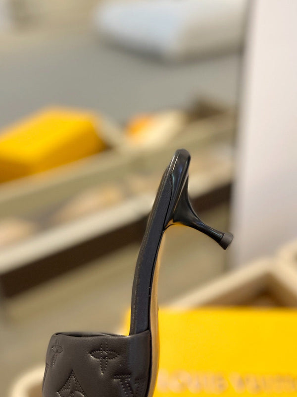 LV Neo Revival Mule 55mm Black Embossed Logo Cowhide