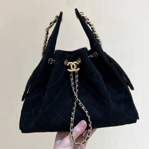 Borsa Hobo CC 25C 30cm in pelle scamosciata nera