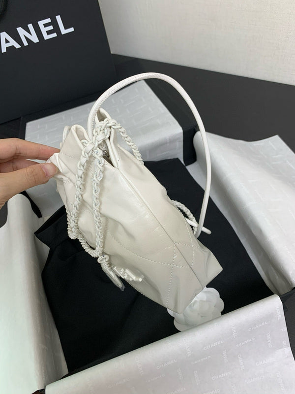 CC Mini 22 Hobo Bag White Grey Lambskin