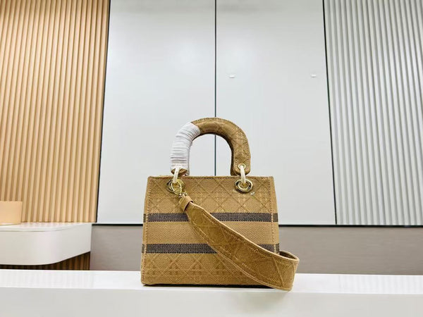 SMALL 24 LADY BAG IN TAN BROWN CANVAS