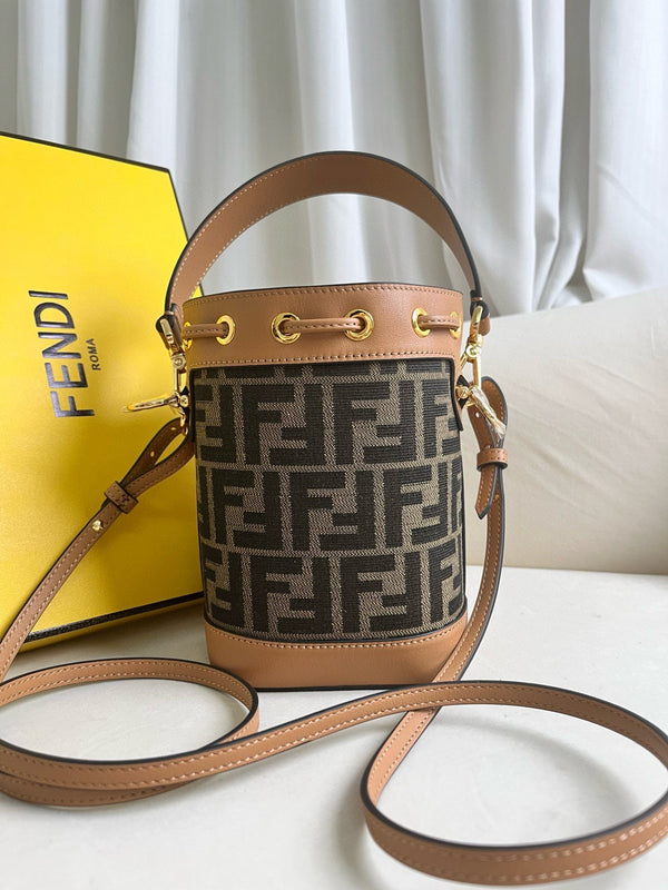 MON TRESOR 18 IN MONOGRAM BROWN CANVAS WITH FF MOTIF EMBROIDERED