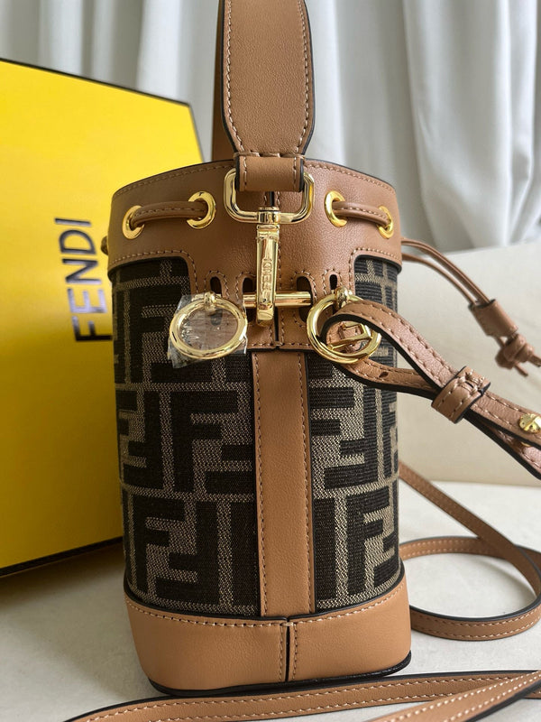 MON TRESOR 18 IN MONOGRAM BROWN CANVAS WITH FF MOTIF EMBROIDERED
