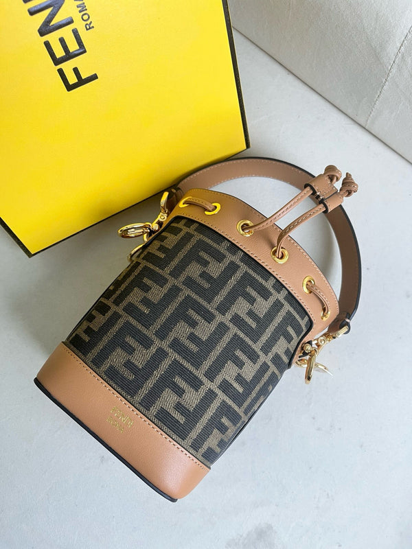 MON TRESOR 18 IN MONOGRAM BROWN CANVAS WITH FF MOTIF EMBROIDERED