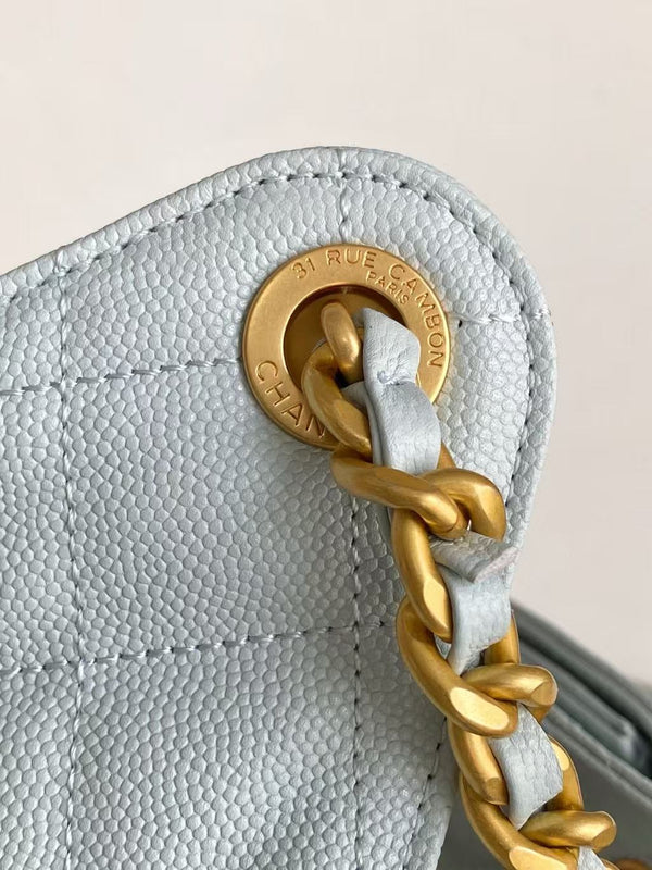 CC 25C Hobo Bag 30cm Light Blue Grained Calfskin