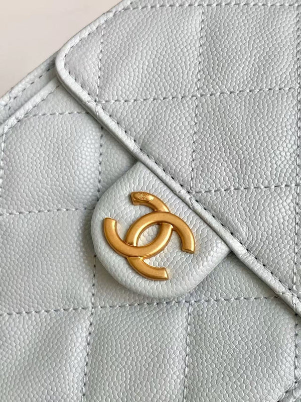 CC 25C Hobo Bag 30cm Light Blue Grained Calfskin