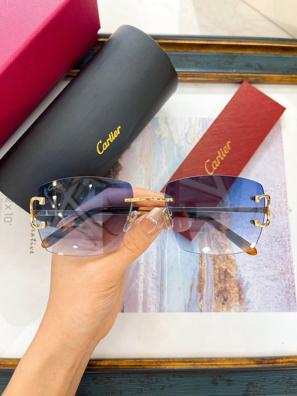 Cartier Sunglasses Rectangle Gold Frame