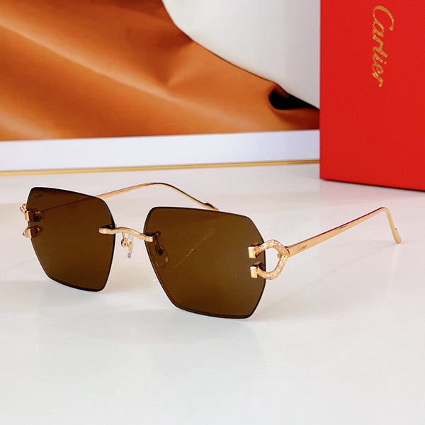 Cartier Sunglasses Rectangle Diamond Gold Frame
