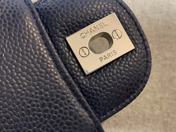 CC Classic Jumbo Navy Blue Caviar Silver Hardware