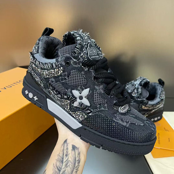 LV Skate Sneaker Black Swarovski Monogram Cowhide