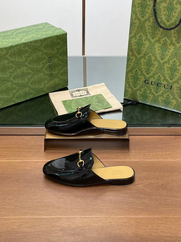 Horsebit Mule Black Patent Calfskin