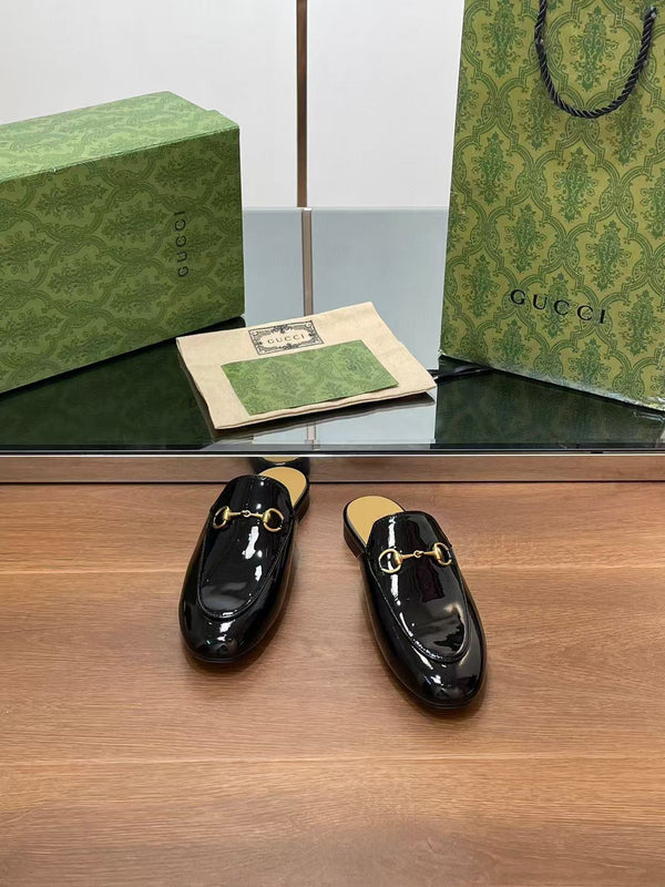 Horsebit Mule Black Patent Calfskin