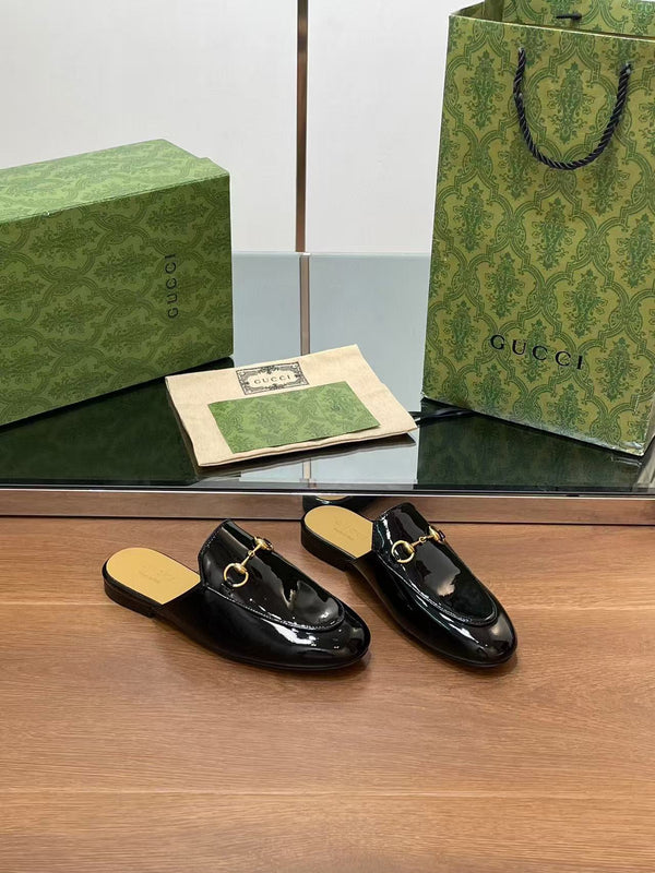 Horsebit Mule Black Patent Calfskin