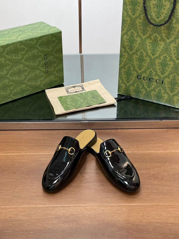 Horsebit Mule Black Patent Calfskin