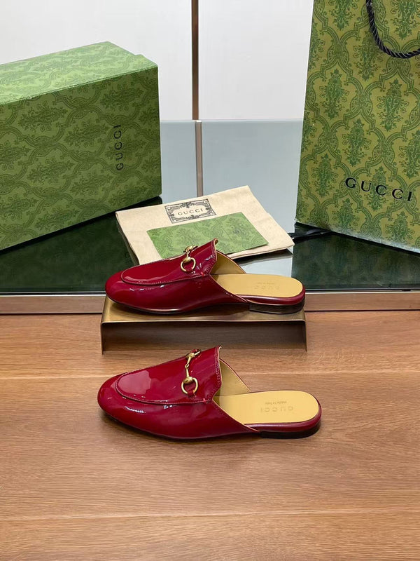 Horsebit Mule Red Patent Calfskin