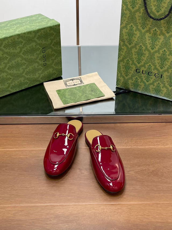 Horsebit Mule Red Patent Calfskin